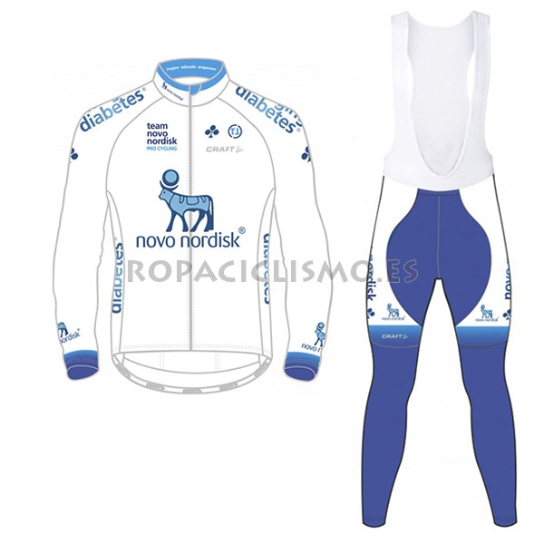 2017 Maillot Novo Nordisk Tirantes Mangas Largas Blanco